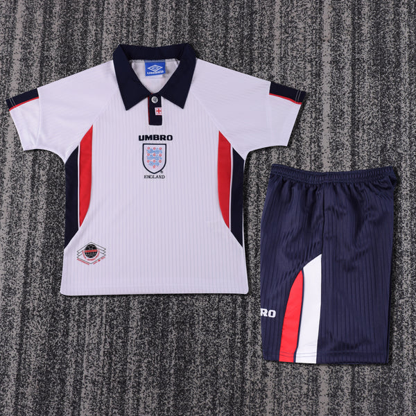 Kit Infantil Inglaterra Home Retro 1998 Umbro Unissex - Branca