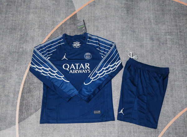 Kit Infantil PSG Third 24/25 Manga Longa Unissex Jordan - Azul