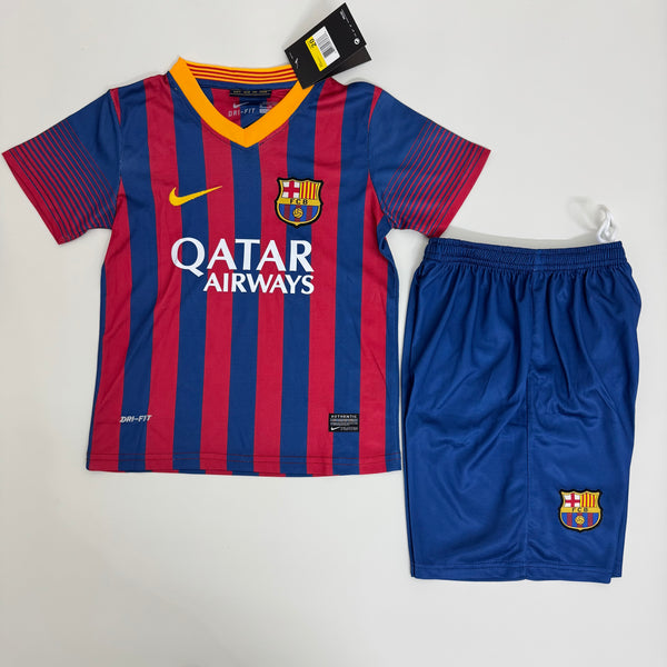 Kit Infantil Barcelona Retrô Home 2014 Camisa + Shorts Nike  Unissex - Grená