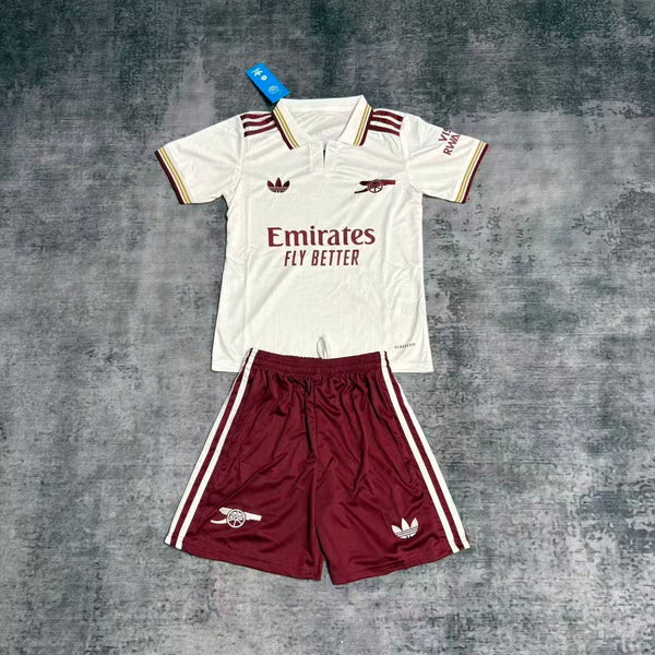 Kit Infantil Arsenal Third 25/26 Camisa + Shorts Adidas Unissex - Branco