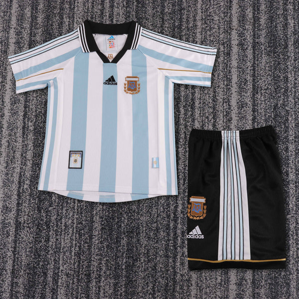 Kit Infantil Argentina Retro 1998 Adidas Masculina - Branco e Azul