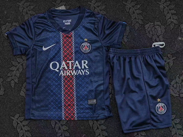 Kit Infantil PSG Home 25/26 Unissex Nike  - Azul e Vermelho