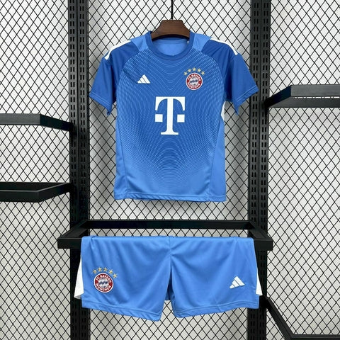 Kit Infantil Bayern De Munique Goleiro 25/26 Camisa + Shorts Adidas Unissex - Azul