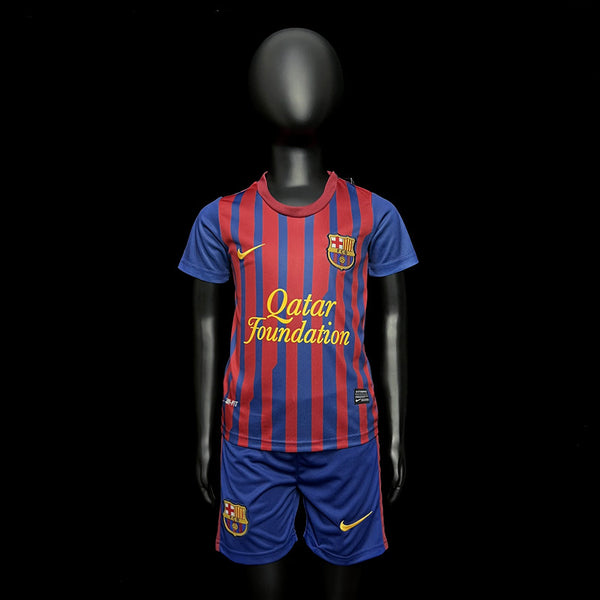 Kit Infantil Barcelona Retrô Home 2011 Camisa + Shorts Nike  Unissex - Grená