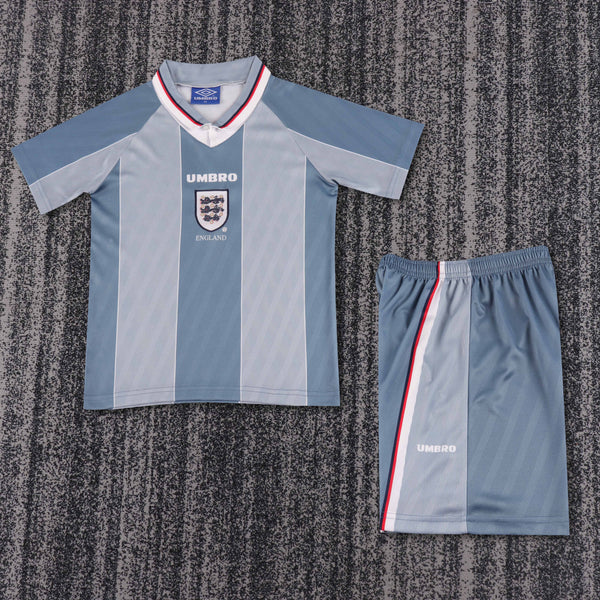 Kit Infantil Inglaterra Away Retro 1996 Umbro Unissex - Azul