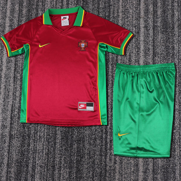 Kit Infantil Portugal Home Retrô 1998 Camisa + Shorts Nike Unissex - Vermelho