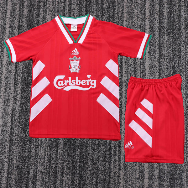 Kit Infantil Liverpool Home Retrô 93/94 Camisa + Shorts Adidas Unissex - Vermelho e Branco