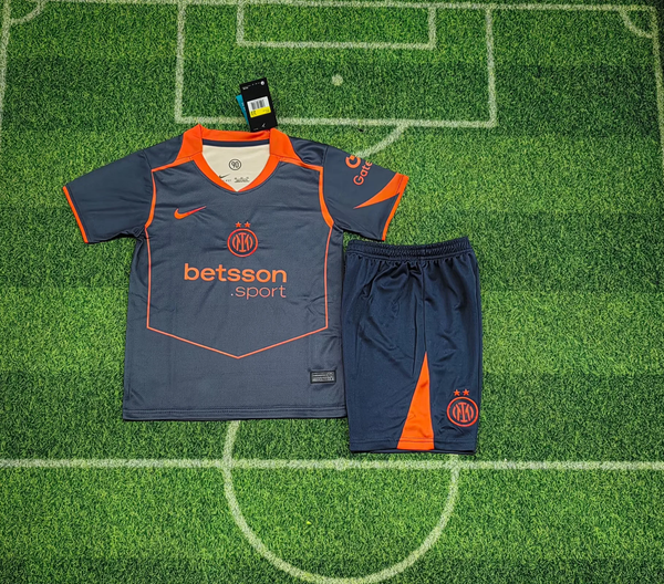 Kit Infantil Inter de Milão Third 25/26 Nike Unissex - Azul Escuro e Laranja