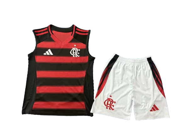 Kit Infantil Flamengo Home 25/26 Regata Adidas Unissex - Vermelho e Preto
