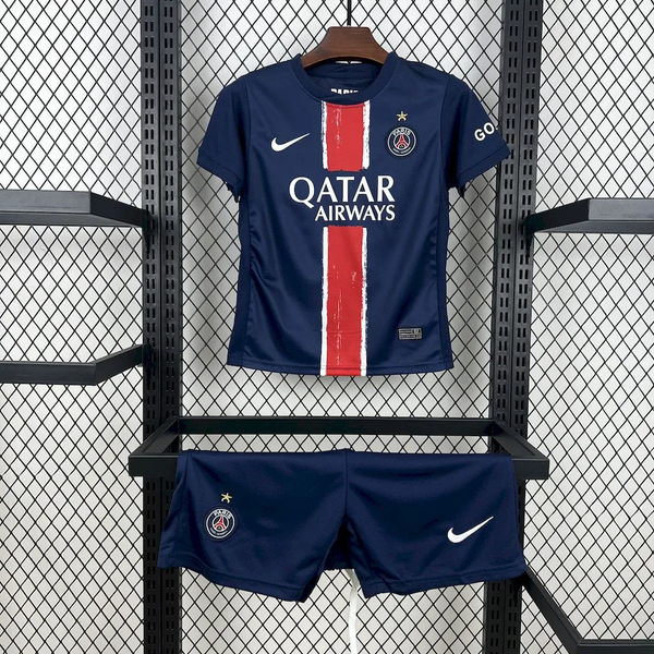 Kit Infantil PSG Home 24/25 Com a Estrela Unissex Nike  - Azul e Vermelho