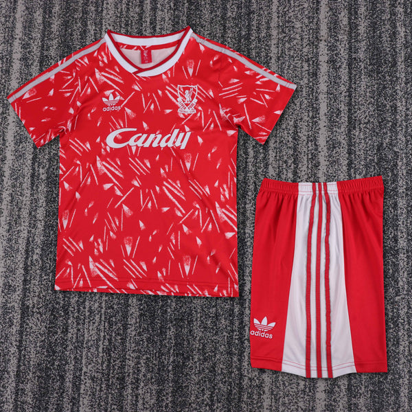 Kit Infantil Liverpool Home Retrô 89/90 Camisa + Shorts Reebok Unissex - Vermelho