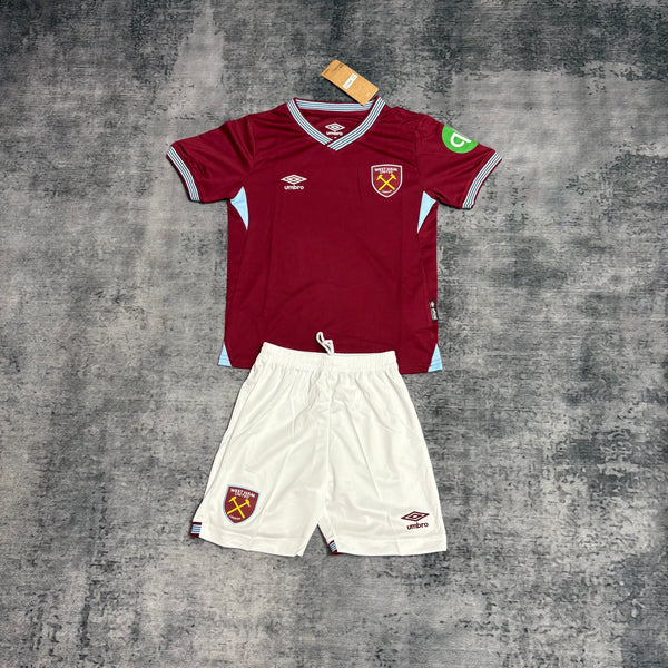 Kit Infantil West Ham Home 25/26 Unissex Umbro - Vinho