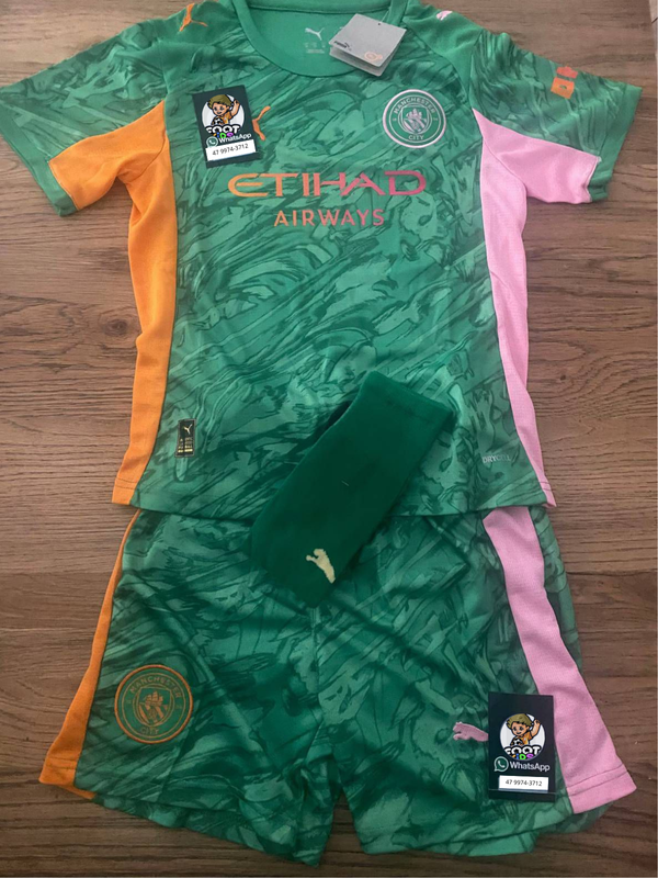 Kit Infantil Manchester City Goleiro 25/26  Unissex Puma - Verde