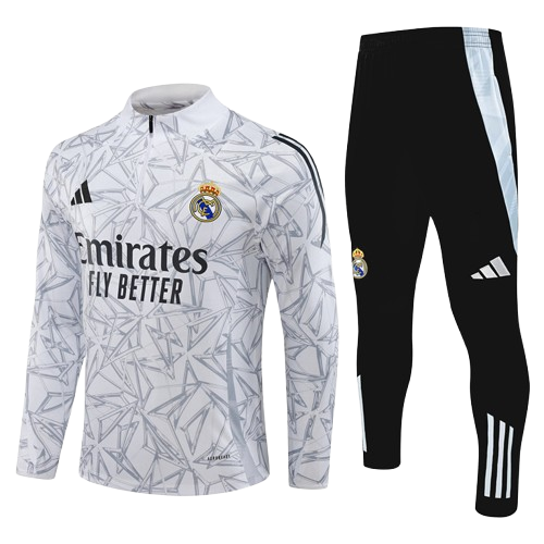 Kit Treino Agasalho + Calça Real Madrid Unissex - Branco