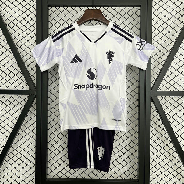 Kit infantil Manchester United Away 25/26 Unissex Adidas - Branca