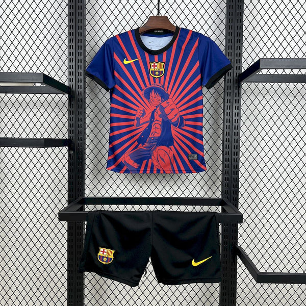 Kit Infantil Barcelona Edição Especial One Piece 25/26 Nike Unissex - Grená