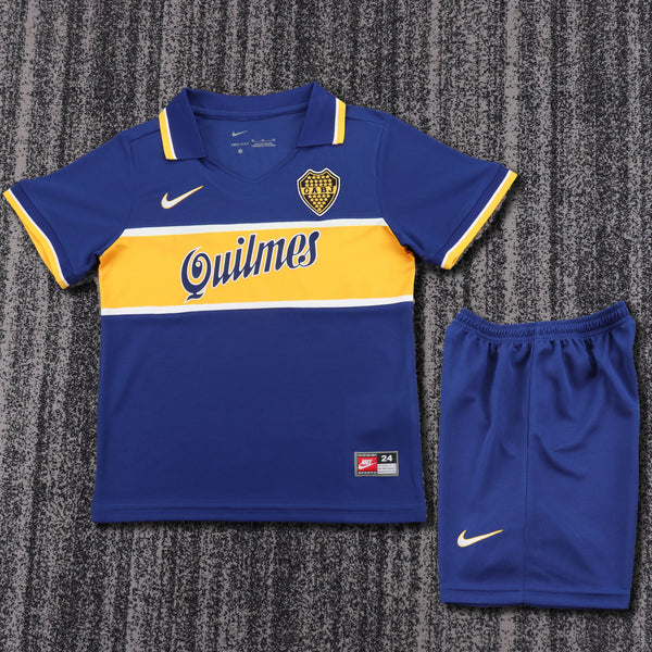 Kit Infantil Boca Jrs Home Retro 96/97 Nike Unissex - Azul e Amarelo