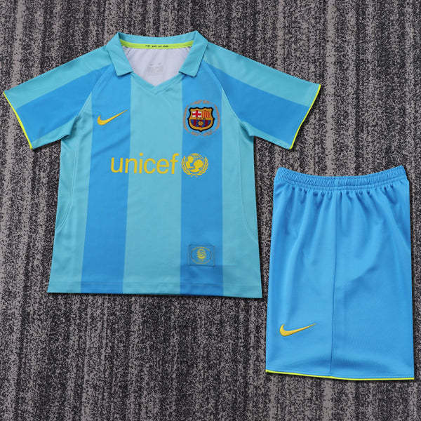Kit Infantil Barcelona Retrô Away 2007 Camisa + Shorts Nike  Unissex - Azul