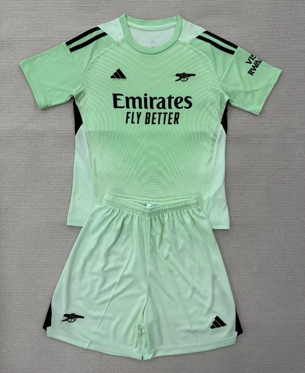 Kit Infantil Arsenal Goleiro 25/26 Camisa + Shorts Adidas Unissex - Verde Claro