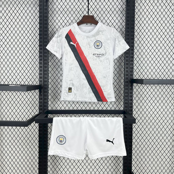 Kit Infantil Manchester City Away 25/26 Unissex Puma - Branco