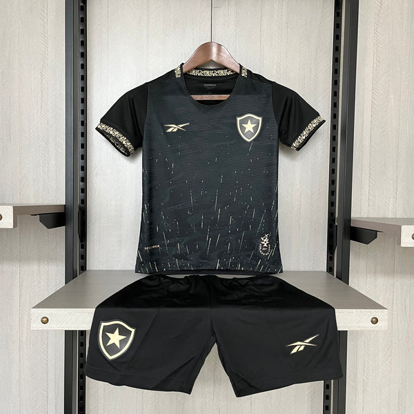 Kit Infantil Botafogo Away 24/25 Reebok Unissex - Preta e Dourado