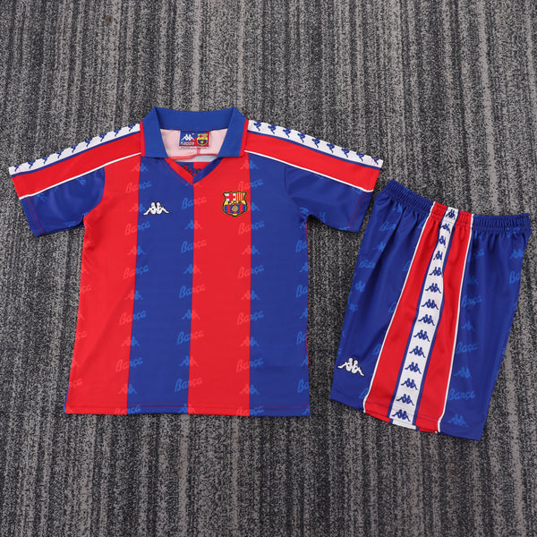 Kit Infantil Barcelona Retrô Home 92/93 Camisa + Shorts Kappa Unissex - Grená
