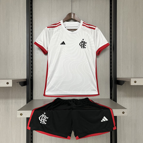 Kit Infantil Flamengo Away 24/25 Adidas Unissex - Branco