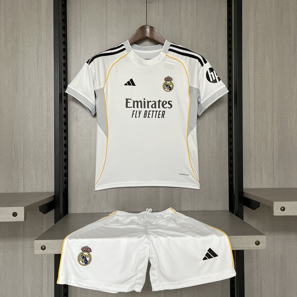 Kit Infantil Real Madrid Home 25/26 Adidas Masculina - Branca