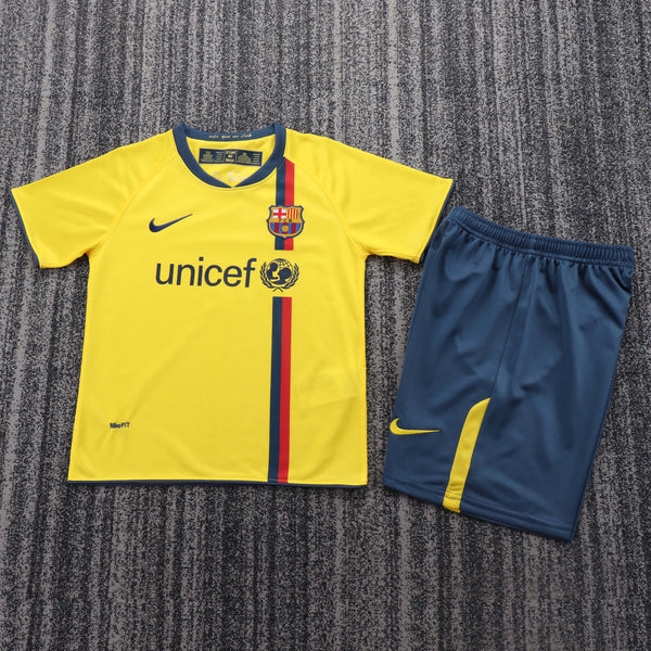 Kit Infantil Barcelona Retrô Away 2009 Camisa + Shorts Nike  Unissex - Amarelo