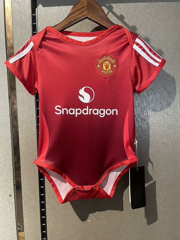 Body Bebê Infantil Manchester United Home 25/26 Unissex - Vermelho