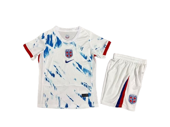 Kit Infantil Noruega Away 24/25 Nike Unissex - Branca e Azul