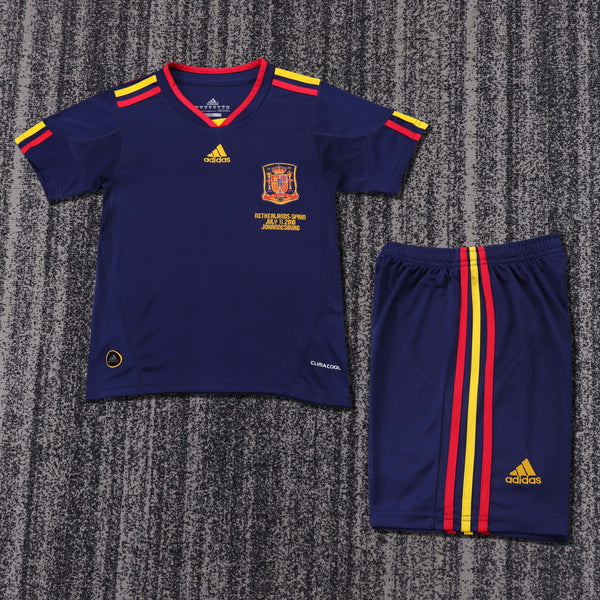 Kit Infantil Espanha Away Retro 2010 Adidas Unissex - Azul Escuro