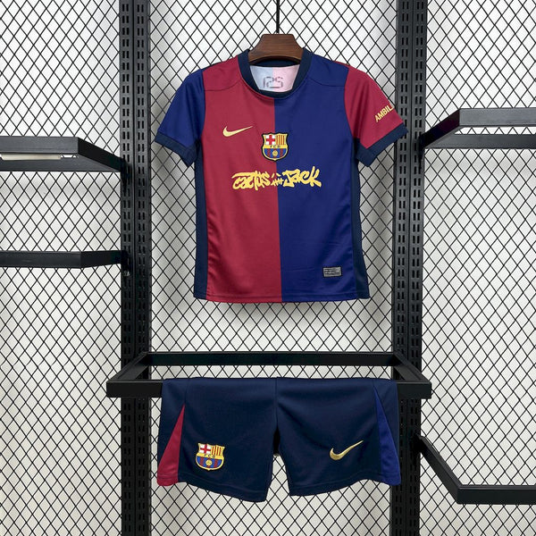 Kit Infantil Barcelona Home Edição Especial Travis Scott 24/25 Nike Unissex - Grená