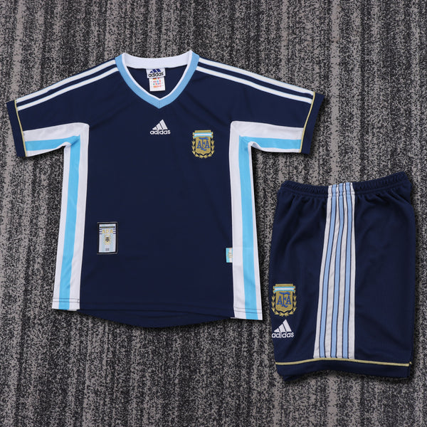 Kit Infantil Argentina Retro Away 1998 Adidas Masculina - Azul