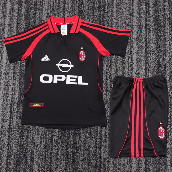 Kit Infantil Milan Away Retrô 00/01 Unissex Adidas - Preto e Vermelho