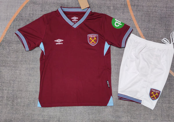 Kit Infantil West Ham Home 25/26 Unissex Umbro - Vinho