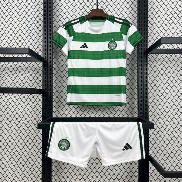 Kit Infantil Celtic Home 25/26 Adidas Unissex - Branco e Verde