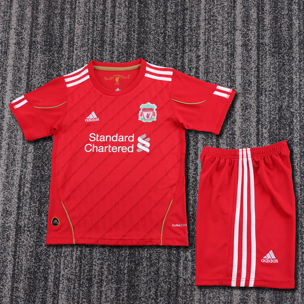 Kit Infantil Liverpool Home Retrô 2010 Camisa + Shorts Adidas Unissex - Vermelho