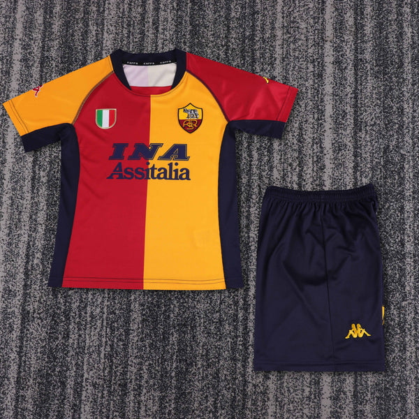 Kit Infantil Roma Home Retrô 2000 Camisa + Shorts Unissex - Amarelo e Vermelho