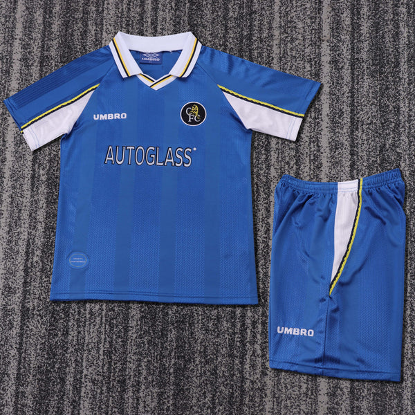 Kit Infantil Chelsea Retrô Home 97/98 Camisa + Shorts Umbro Unissex - Azul