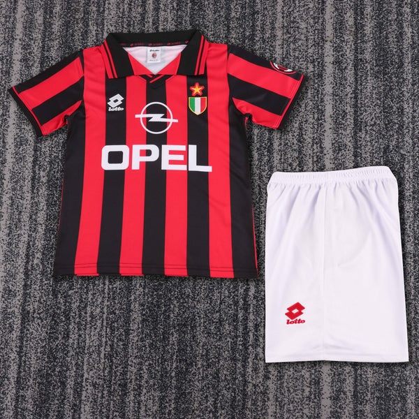 Kit Infantil Milan Home Retrô 96/97 Unissex Lotto - Vermelho e Preto