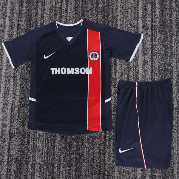Kit Infantil PSG Retrô Home 02/03 Camisa + Shorts Nike Unissex - Azul