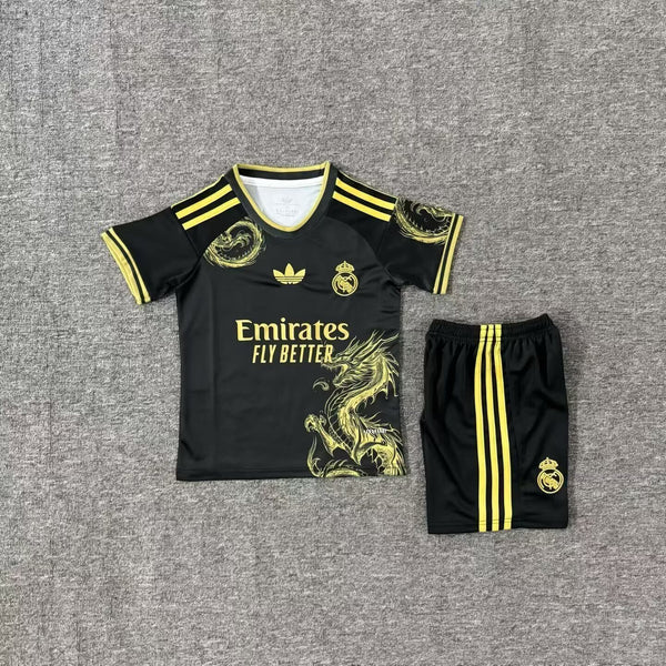 Kit Infantil Real Madrid Edição Especial 25/26 Adidas Masculina - Preto e Amarelo