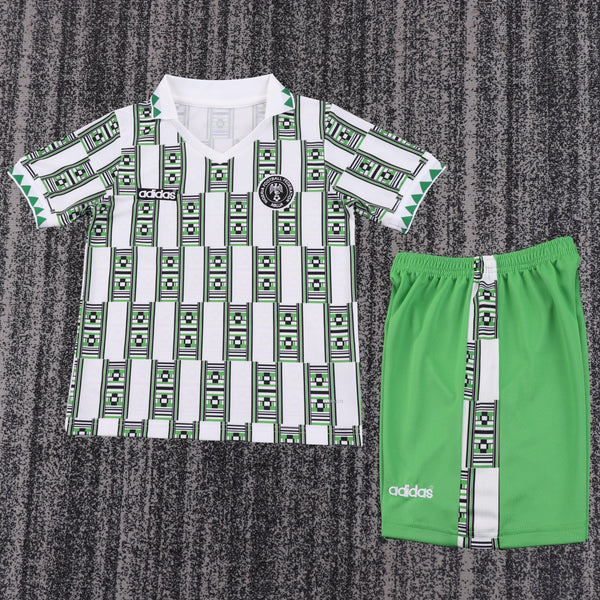 Kit Infantil Nigeria Home Retrô 1994  Unissex Adidas - Verde e Branco