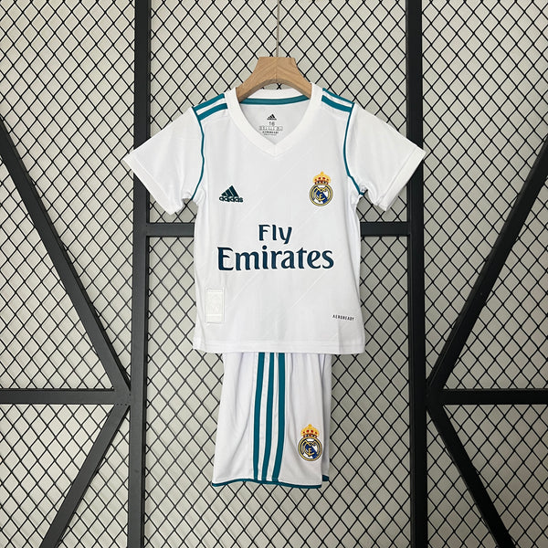 Kit Infantil Real Madrid Retrô Home 2018 Camisa + Shorts Adidas Unissex - Branca