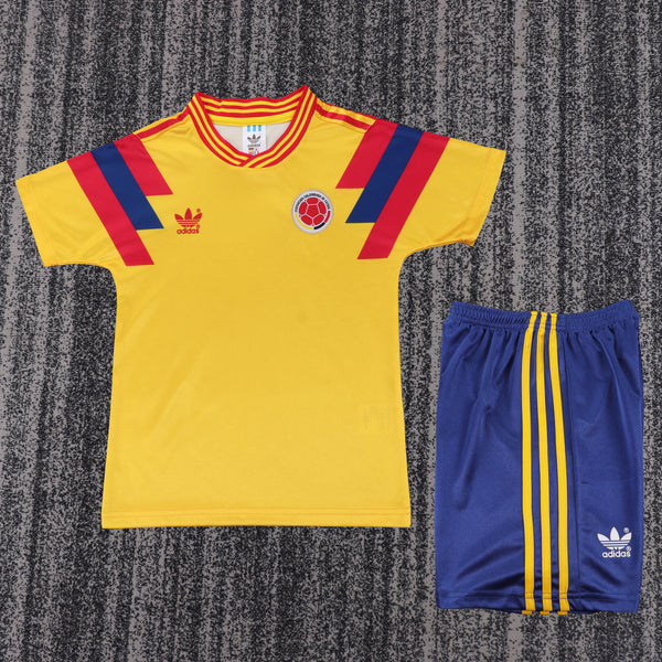 Kit Infantil Colombia Retro Home 1990 Adidas Masculina - Amarela