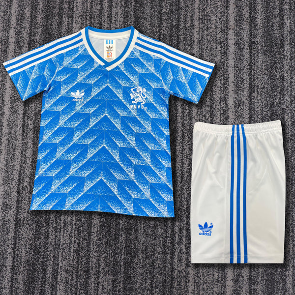 Kit Infantil Holanda Retrô Away 1988 Camisa + Shorts Adidas Unissex - Azul
