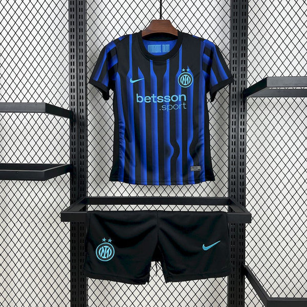 Kit Infantil Inter de Milão Home 25/26  Nike Unissex - Azul e Preto