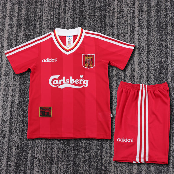Kit Infantil Liverpool Home Retrô 95/96 Camisa + Shorts Adidas Unissex - Vermelho