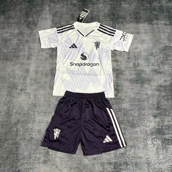 Kit infantil Manchester United Away 25/26 Unissex Adidas - Branca